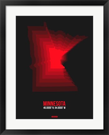 Framed Minnesota Radiant Map 6 Print