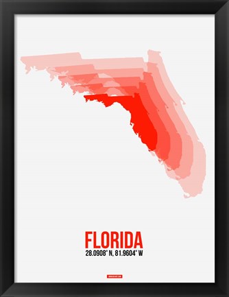 Framed Florida Radiant Map 1 Print