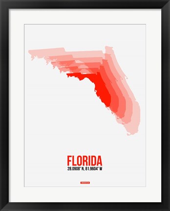 Framed Florida Radiant Map 1 Print