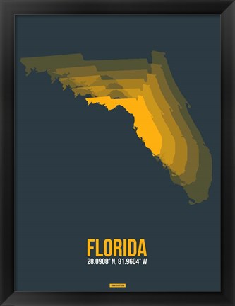 Framed Florida Radiant Map 4 Print