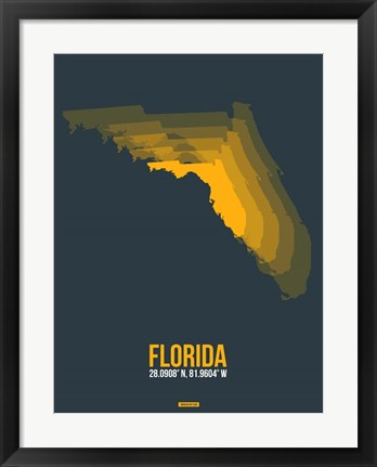 Framed Florida Radiant Map 4 Print