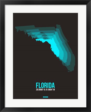 Framed Florida Radiant Map 6 Print