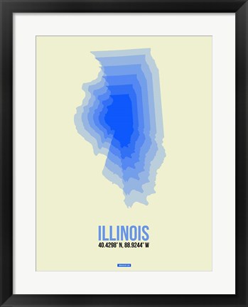 Framed Illinois Radiant Map 1 Print