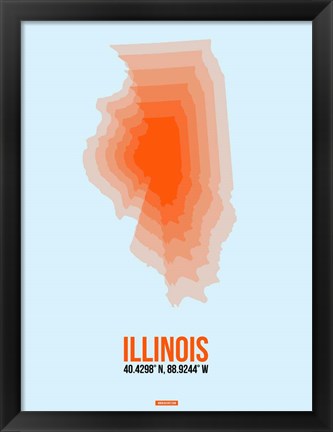 Framed Illinois Radiant Map 2 Print