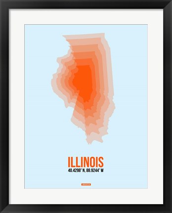 Framed Illinois Radiant Map 2 Print