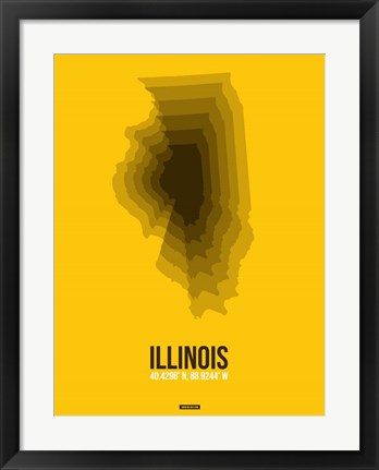 Framed Illinois Radiant Map 3 Print