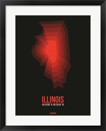 Framed Illinois Radiant Map 6 Print