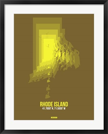 Framed Rhode Island Radiant Map 1 Print