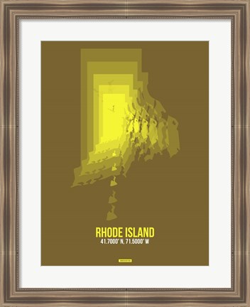 Framed Rhode Island Radiant Map 1 Print