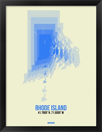 Framed Rhode Island Radiant Map 2 Print