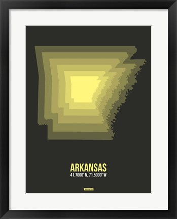 Framed Arkansas Radiant Map 5 Print