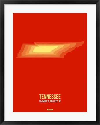 Framed Tennessee Radiant Map 2 Print