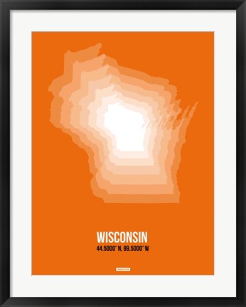 Framed Wisconsin Radiant Map 3 Print