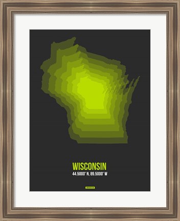 Framed Wisconsin Radiant Map 4 Print