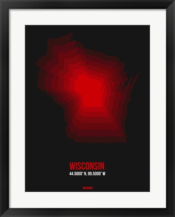 Framed Wisconsin Radiant Map 6 Print