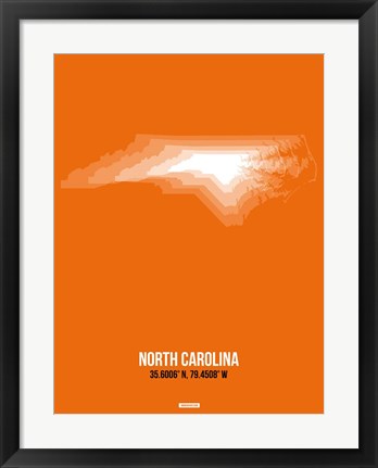 Framed North Carolina Radiant Map 3 Print