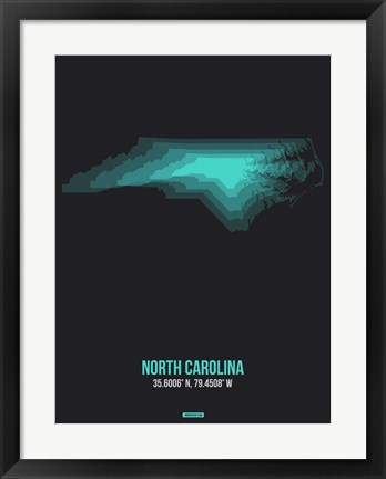 Framed North Carolina Radiant Map 5 Print