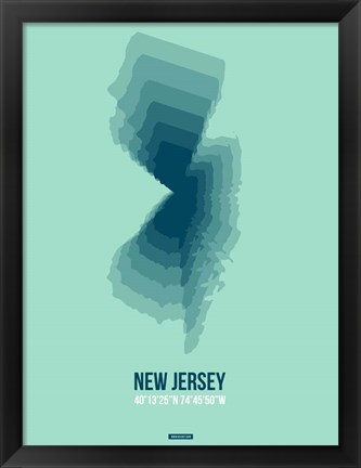 Framed New Jersey Radiant Map 2 Print