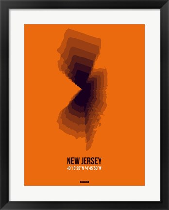 Framed New Jersey Radiant Map 3 Print