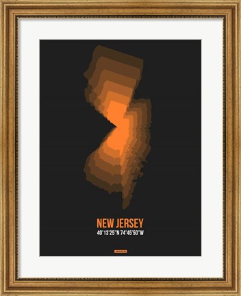 Framed New Jersey Radiant Map 5 Print