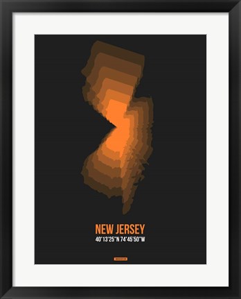 Framed New Jersey Radiant Map 5 Print