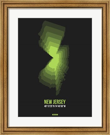 Framed New Jersey Radiant Map 6 Print
