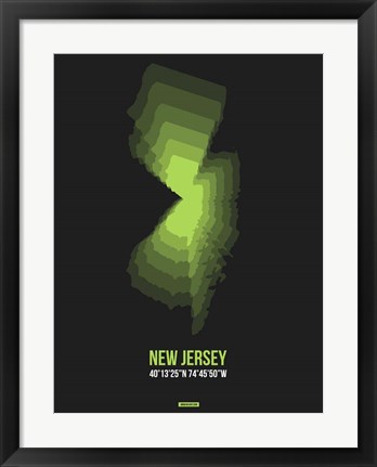 Framed New Jersey Radiant Map 6 Print