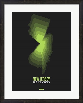 Framed New Jersey Radiant Map 6 Print