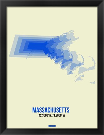 Framed Massachusetts Radiant Map 1 Print