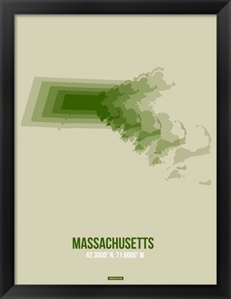 Framed Massachusetts Radiant Map 3 Print