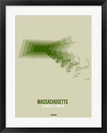 Framed Massachusetts Radiant Map 3 Print