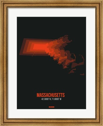Framed Massachusetts Radiant Map 5 Print