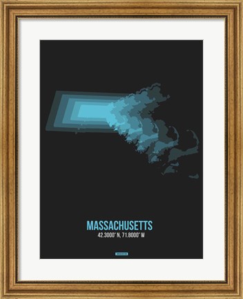 Framed Massachusetts Radiant Map 6 Print