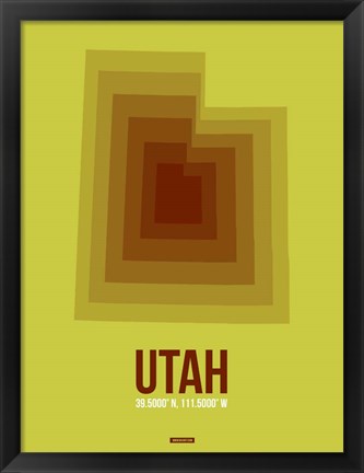 Framed Utah Radiant Map 3 Print