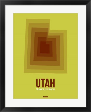 Framed Utah Radiant Map 3 Print