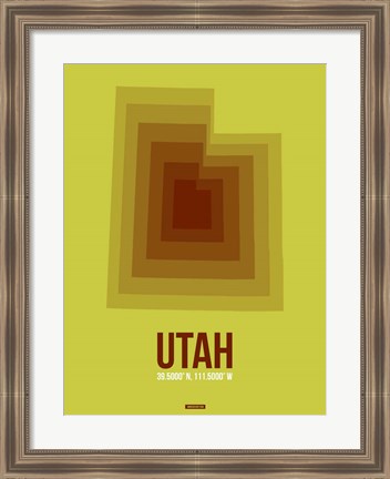 Framed Utah Radiant Map 3 Print