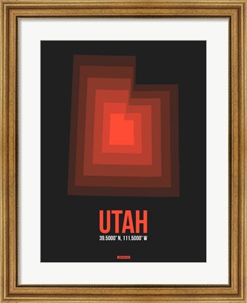 Framed Utah Radiant Map 6 Print