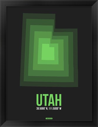 Framed Utah Radiant Map 7 Print