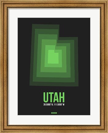 Framed Utah Radiant Map 7 Print