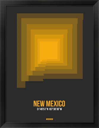 Framed New Mexico Radiant Map 4 Print