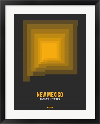 Framed New Mexico Radiant Map 4 Print