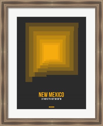 Framed New Mexico Radiant Map 4 Print