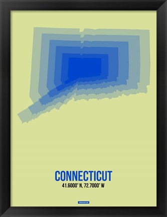 Framed Connecticut Radiant Map 1 Print