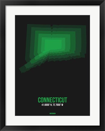 Framed Connecticut Radiant Map 6 Print