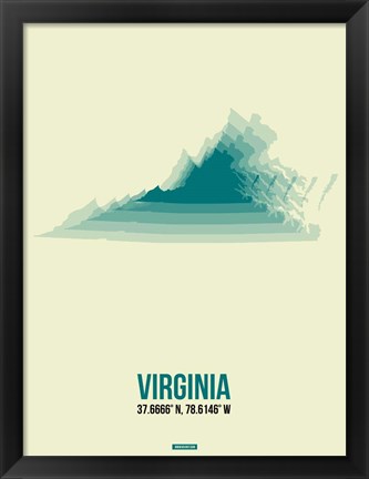 Framed Virginia Radiant Map 3 Print