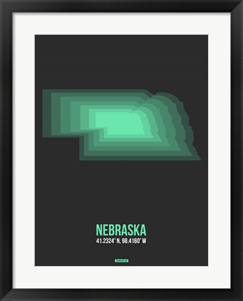 Framed Nebraska Radiant Map 4 Print