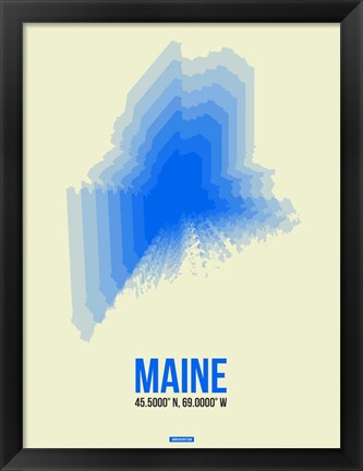 Framed Maine Radiant Map 1 Print