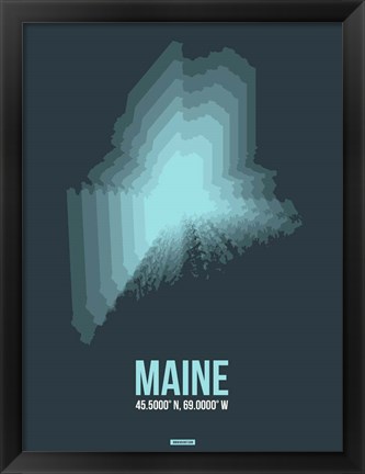 Framed Maine Radiant Map 4 Print