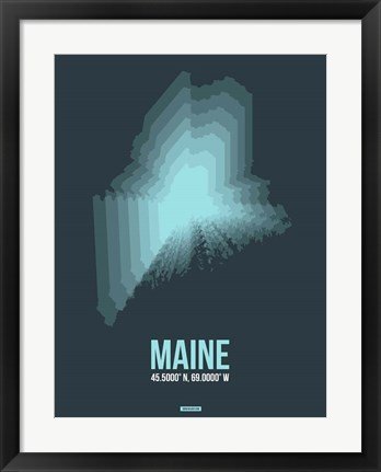 Framed Maine Radiant Map 4 Print