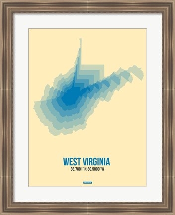 Framed West Virginia Radiant Map 1 Print